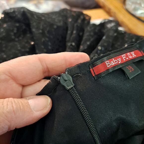 Baby FOX Camisole Tank Top Women's Size 38 M Black Tulle Ruffle Sequin Straps - Picture 4 of 8